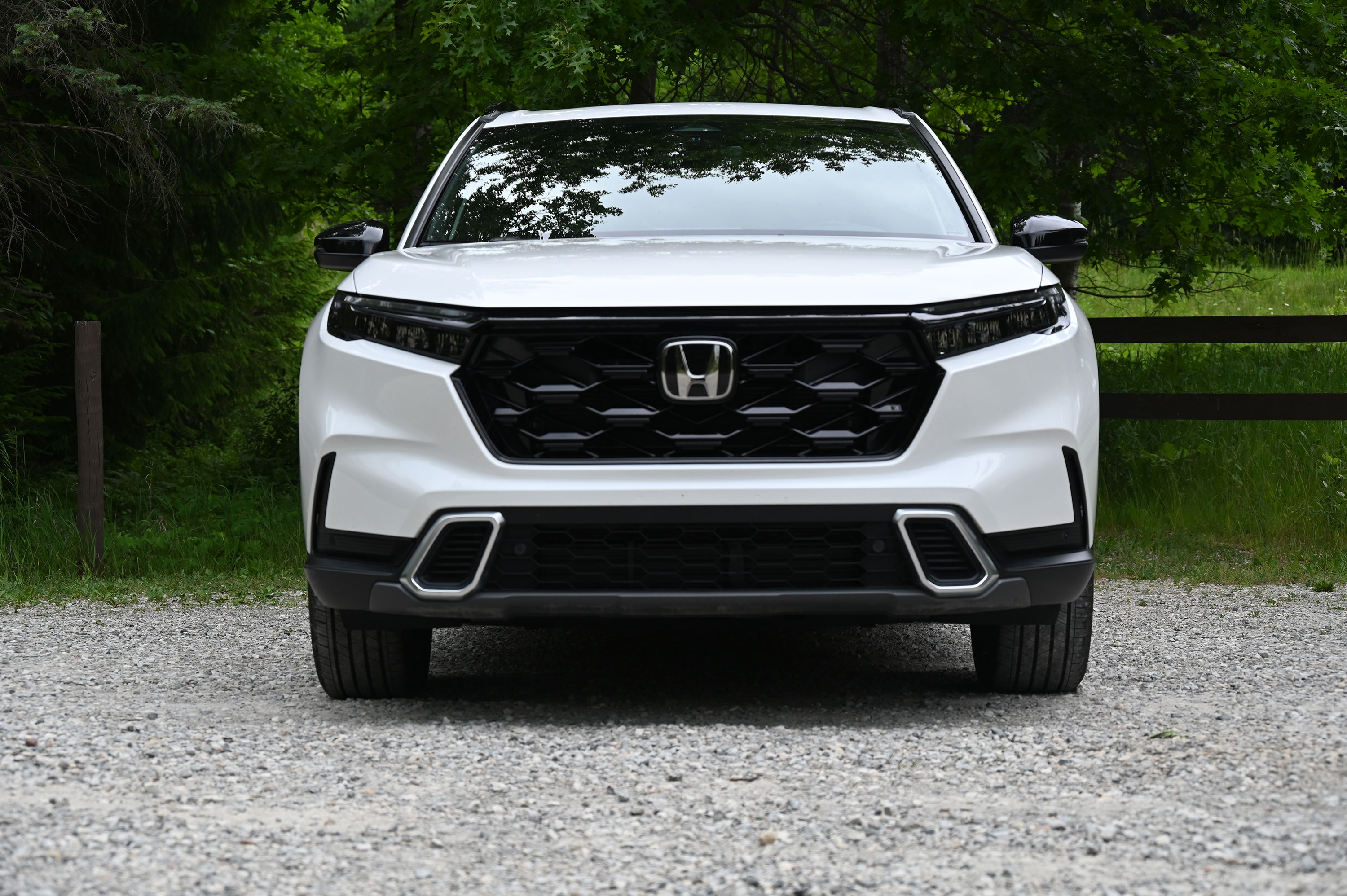 Front view of white 2026 Honda CR-V Hybrid Sport