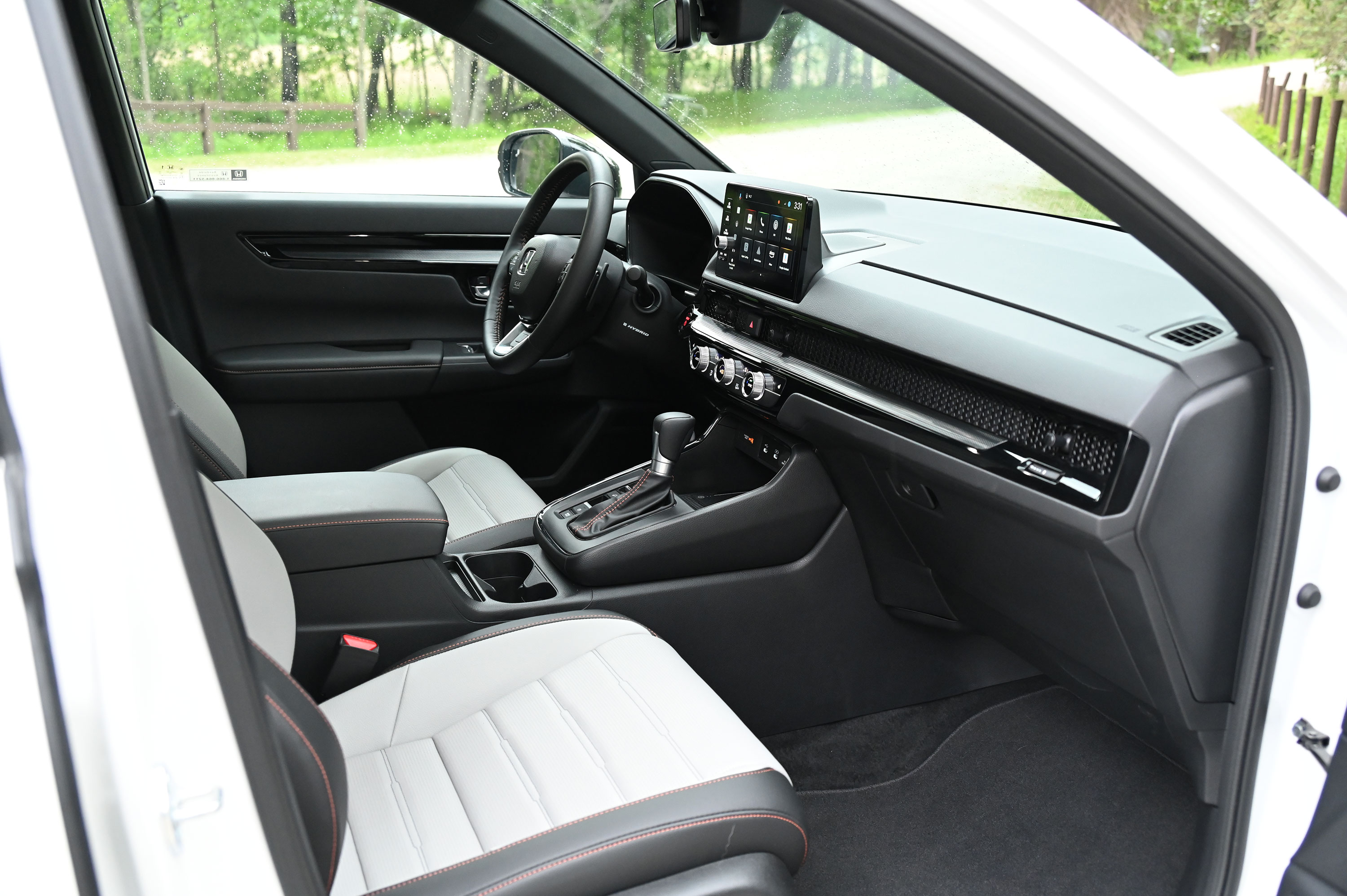 Black and white interiors of 2026 Honda CR-V Hybrid Sport