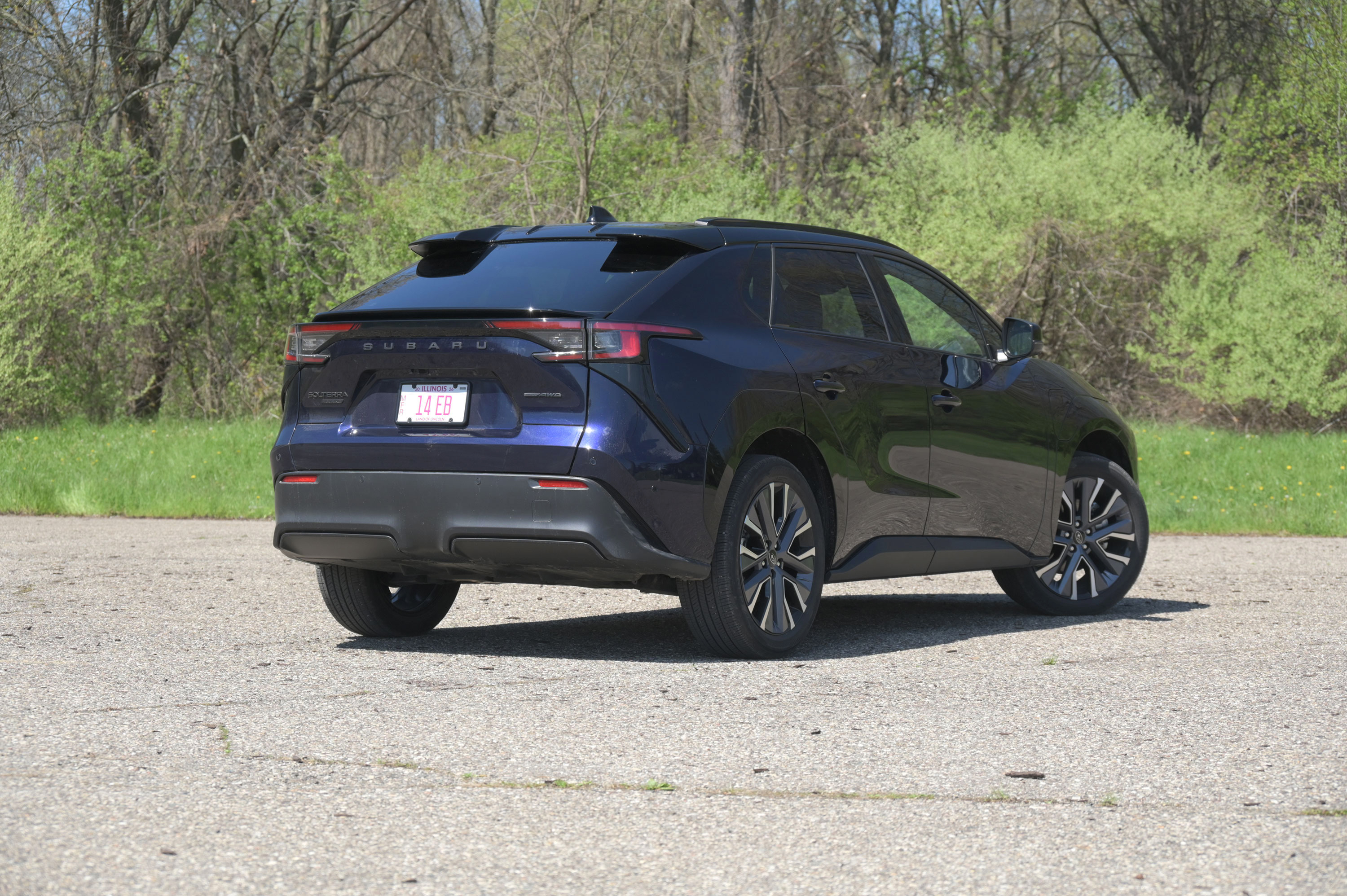 2026 blue Subaru Solterra rear view