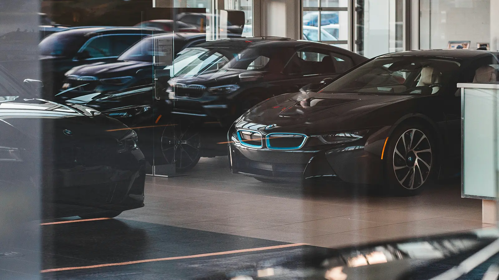 Line up of cars at a dealership