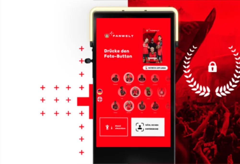 Bayer Leverkusen Fan-Kiosk mit interaktivem Foto-Erlebnis