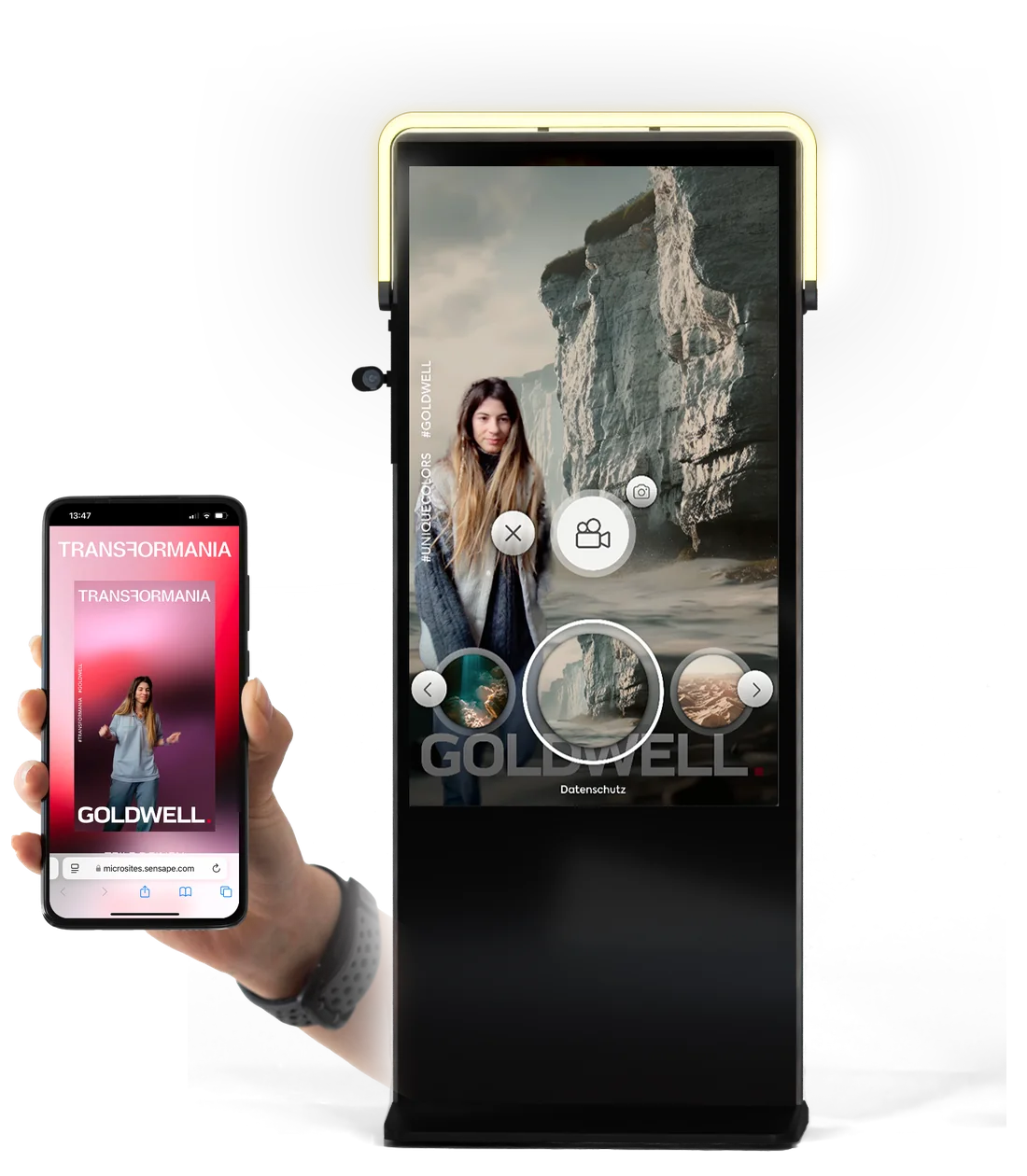 Goldwell Transformania Launch: Stele und Microsite auf dem Smartphone
