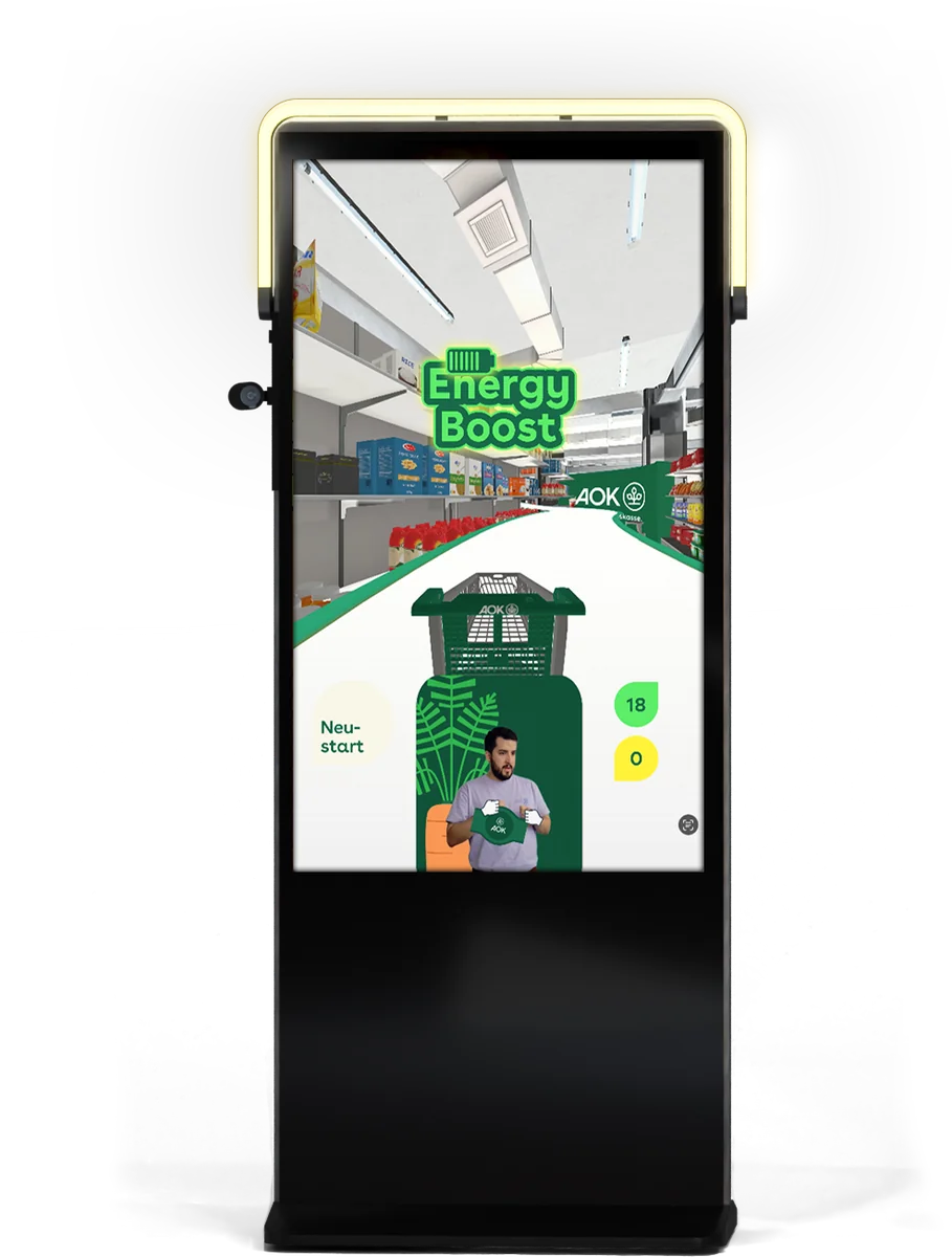 AOK Energy Boost Runner-Game auf der SENSAPE-Stele