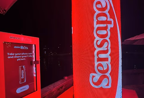 Coca-Cola 360 degree cylindrical LED can with Share a Coke photo experience