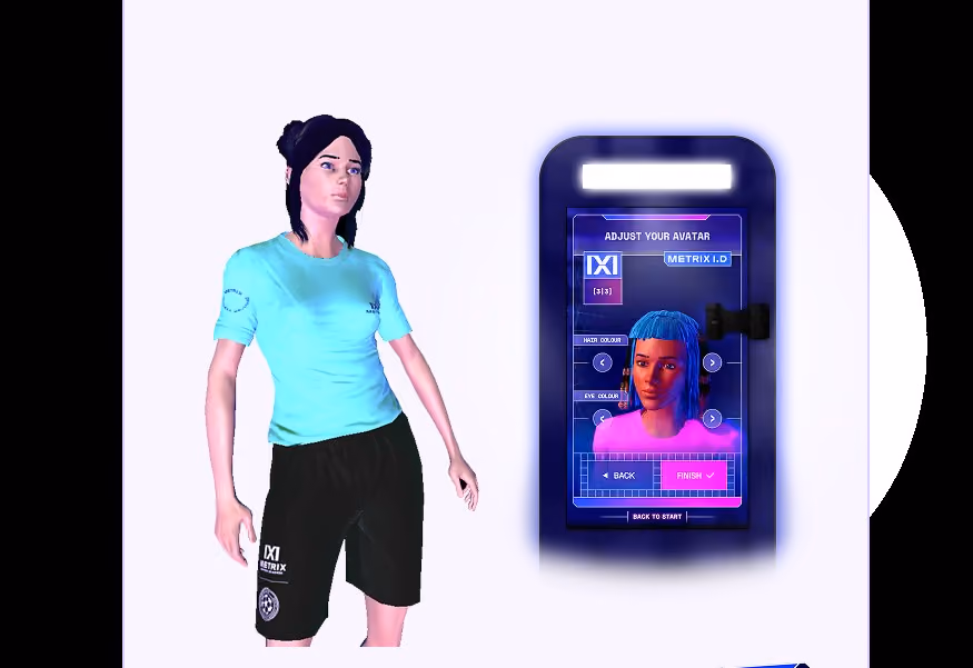 Metrix London avatar kiosk creating personal virtual avatars for venue screens
