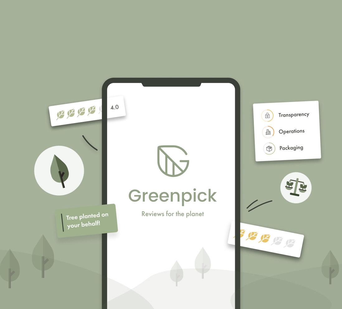 Greenpick thumbnail showing the main UI design and brand created