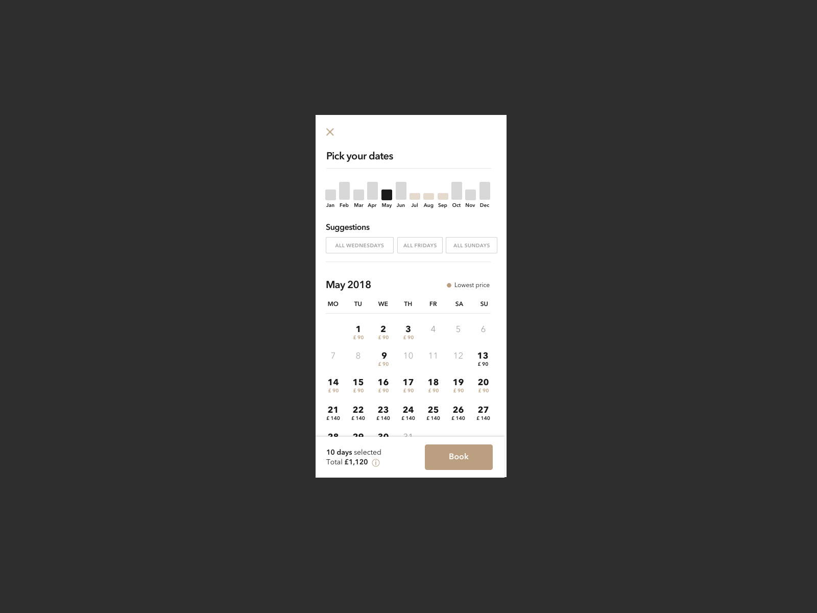 Micro-animation of a calendar sticky bar on scroll