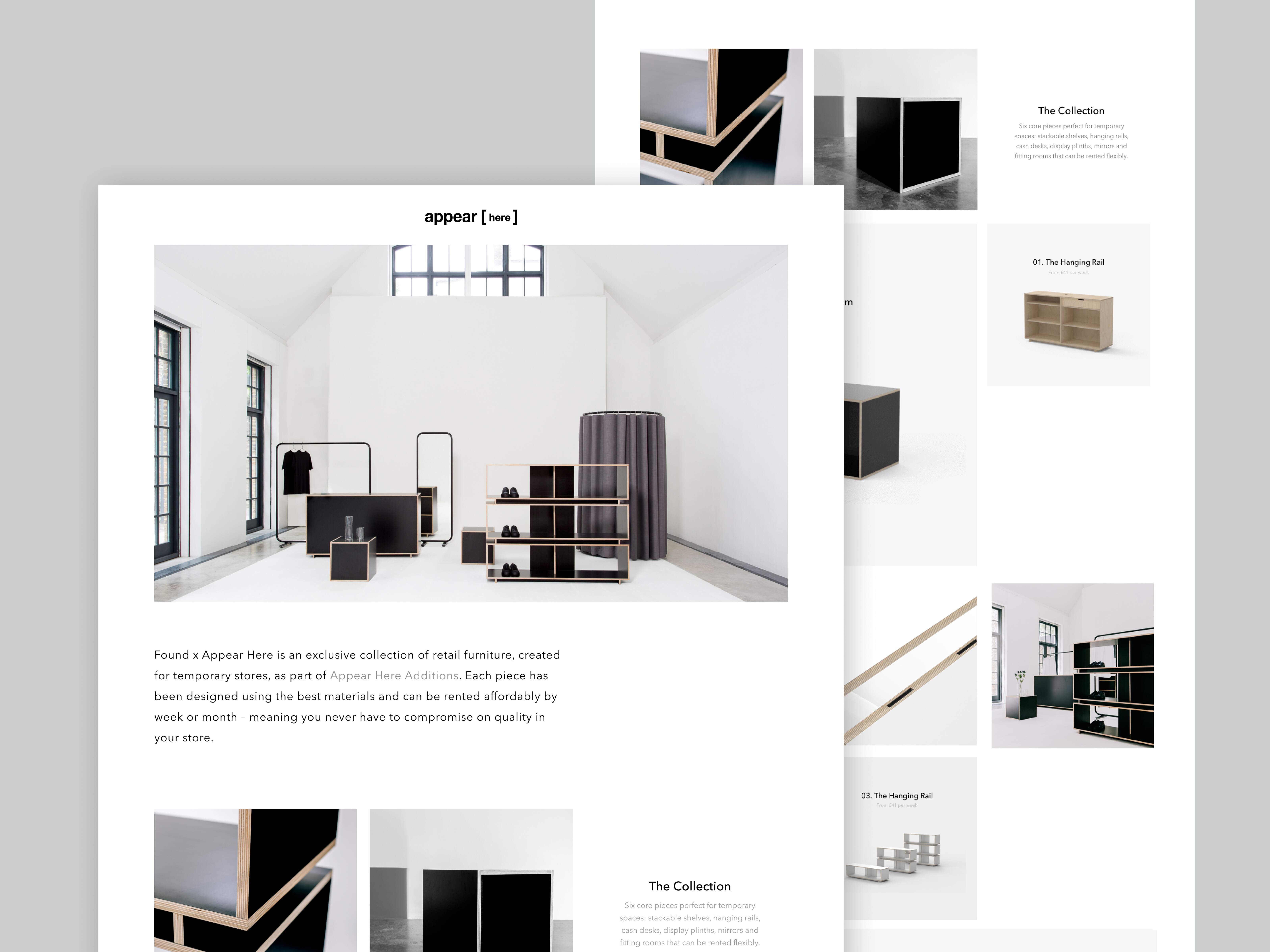 UI design of a marketing page of store furniture to rent by the week or month