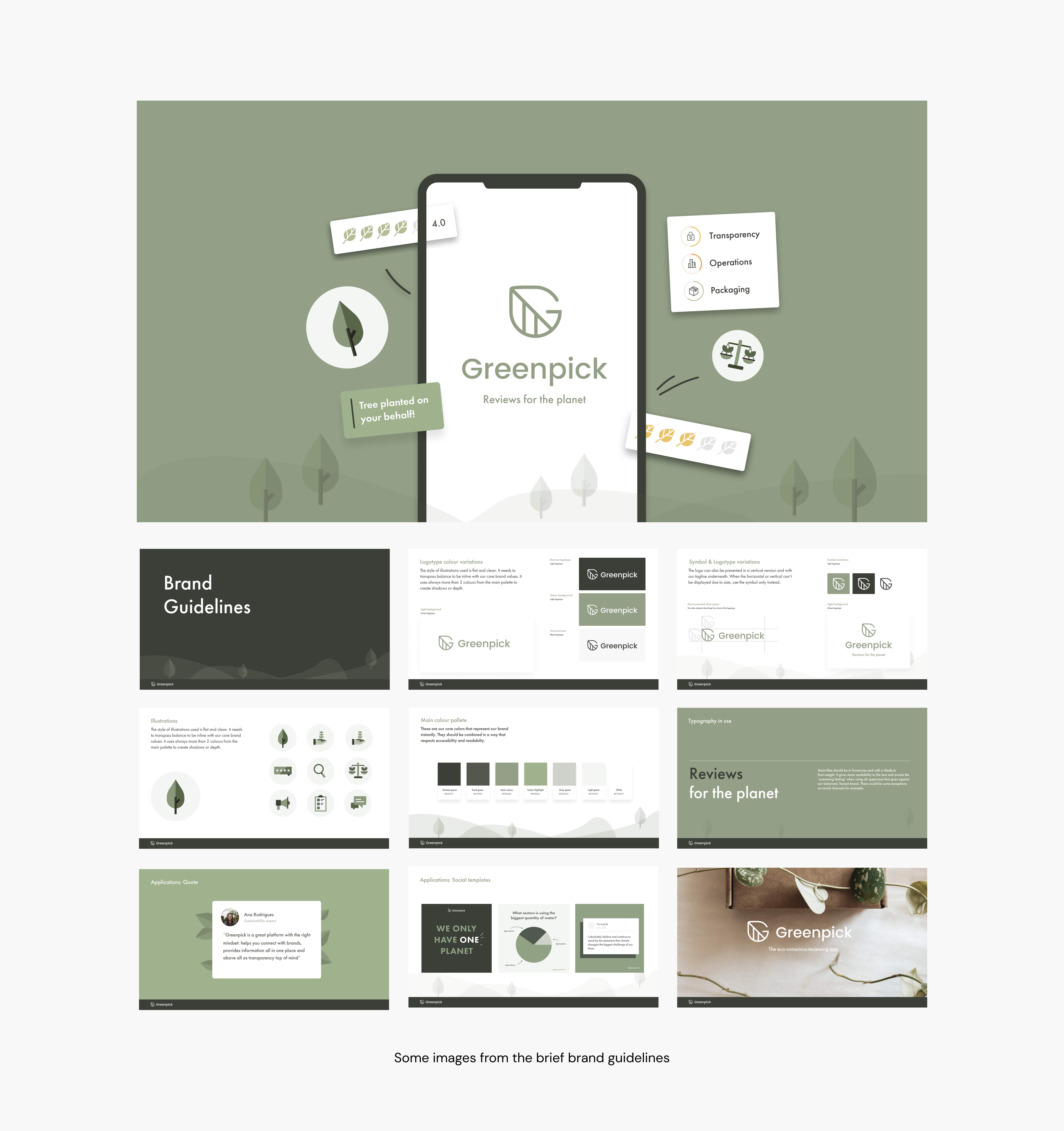 Soe images taken from the brand guidelines including touchpoints, logo application, color