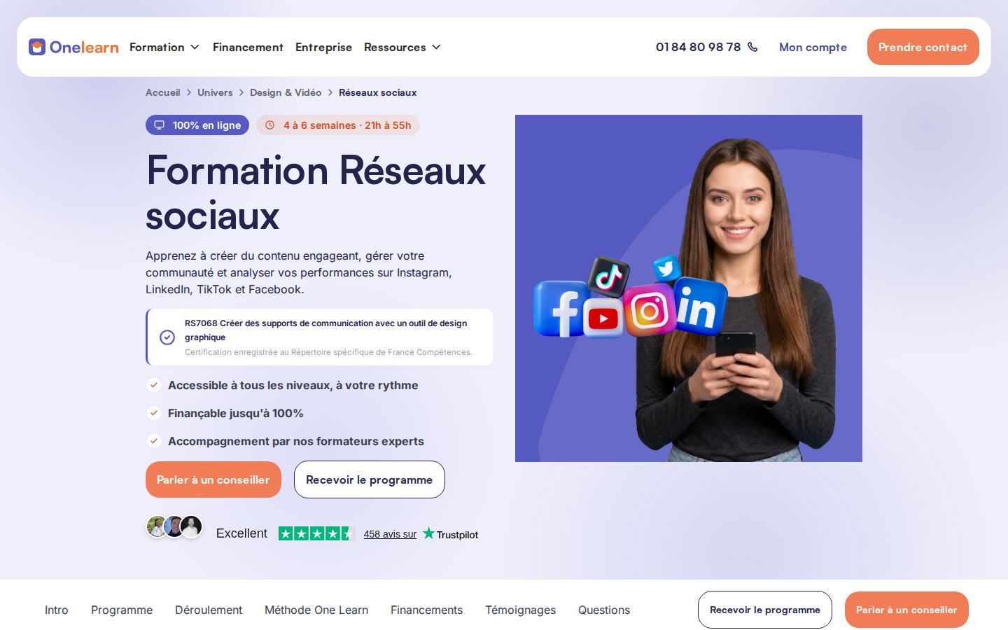 Page d'accueil de one-learn.fr