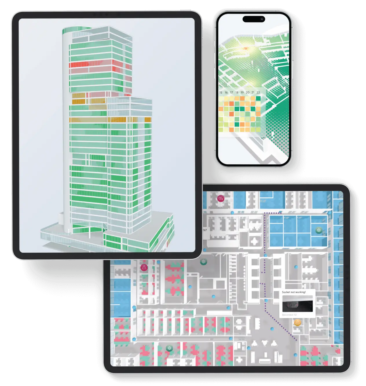 Smplrspace digital twins displayed onto various devices.