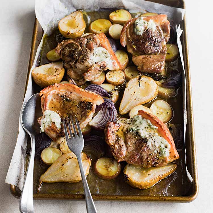 Maple Pork Chops with Pears and Blue Butter | NZ Pork