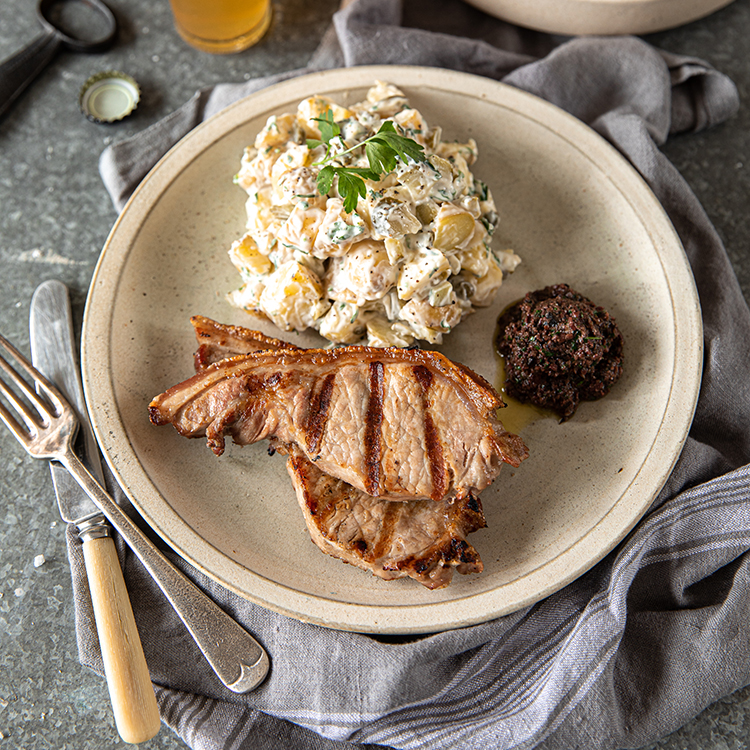 BBQ Pork Steaks with Potato Salad & Tapenade | NZ Pork & The Backyard Cook