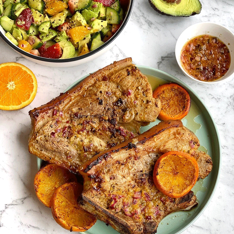 Cuban Mojo Pork Chops with Avocado Salad | NZ Pork