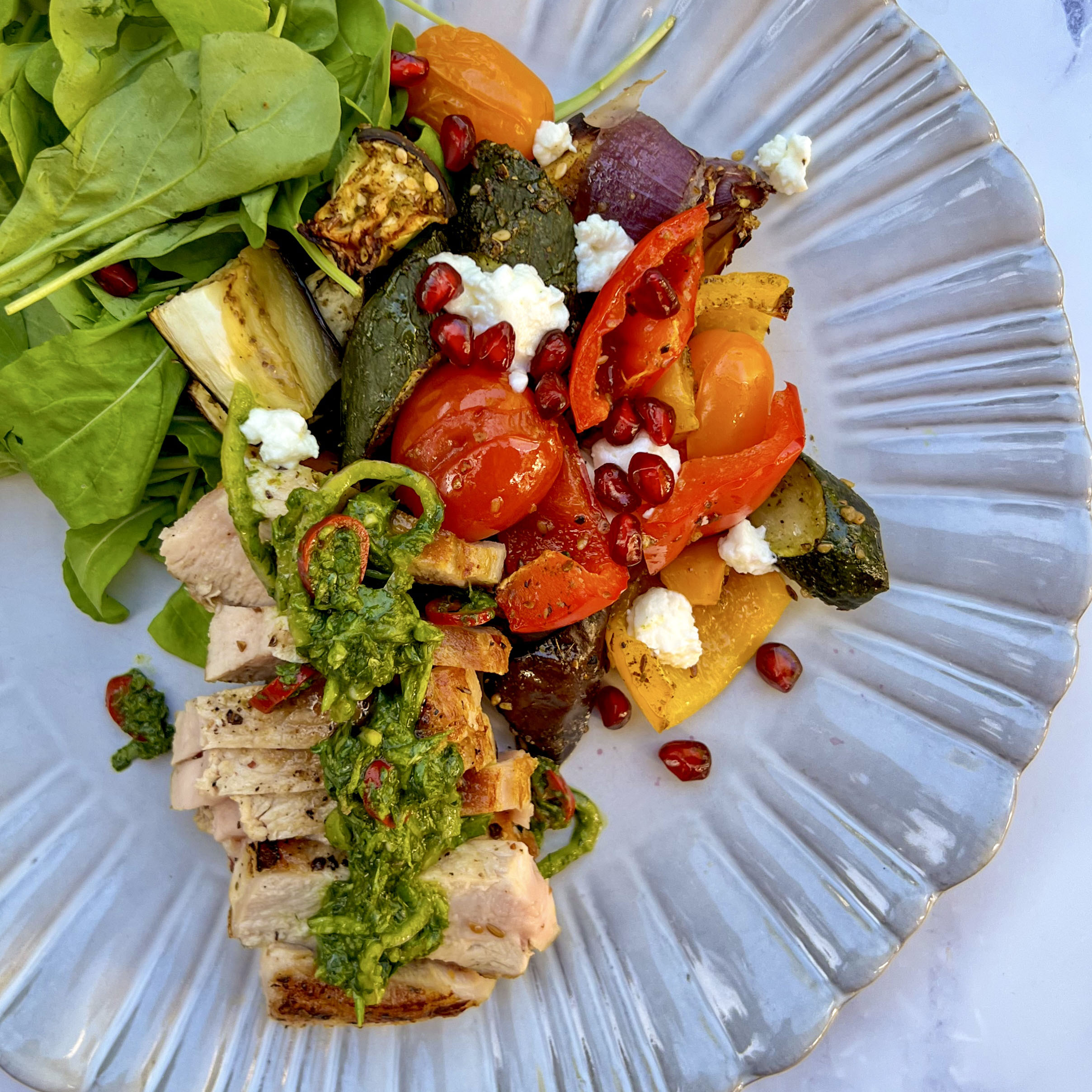 Pork loin with chimichurri and roasted veges | NZ Pork