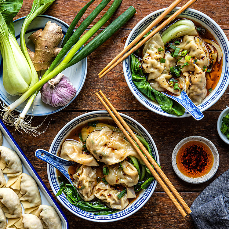 Pork and shiitake wonton soup