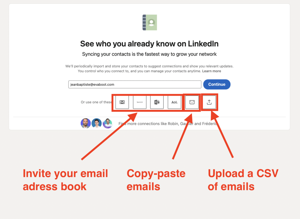 synczing linkedin with email