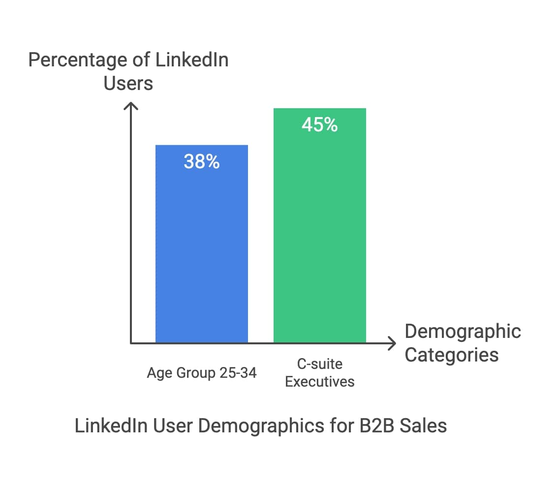 Visual representation of LinkedIn user demographics tailored for B2B sales, highlighting key audience segments.