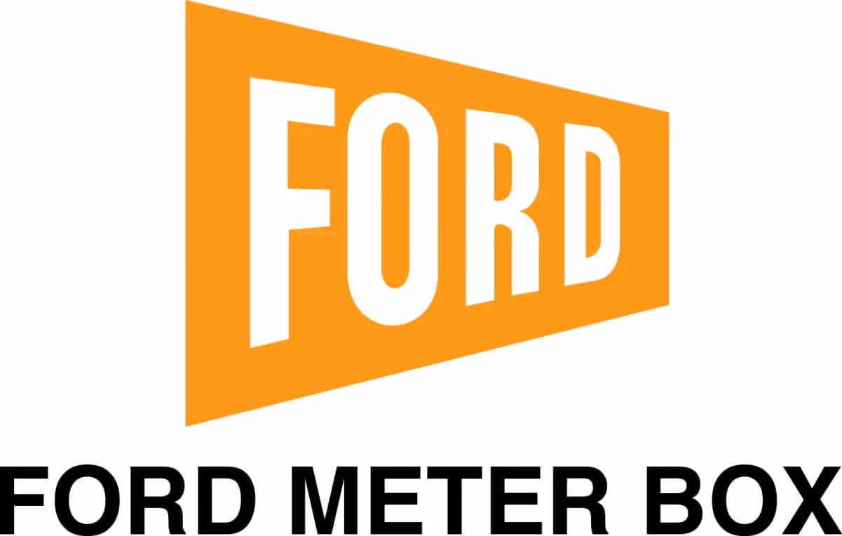 Orange trapezoid with the word 'FORD' in white above bold black text reading 'FORD METER BOX'.