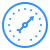 Blue speedometer or gauge icon with needle pointing to the upper right.