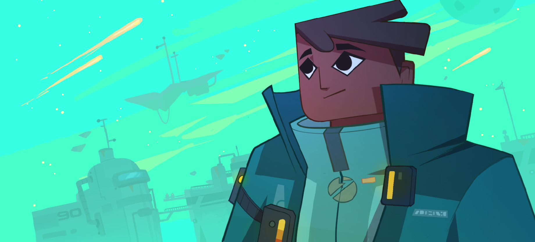 A medium shot of the main character from the game