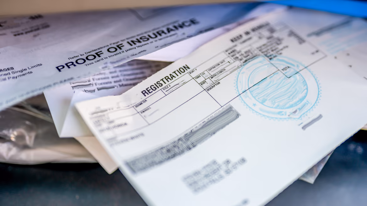 Vehicle registration and proof of insurance documents required to sell a car in Darwin, used for transfer of ownership and completing the sale.
