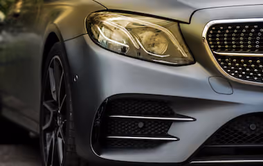 Close up of a matte grey car