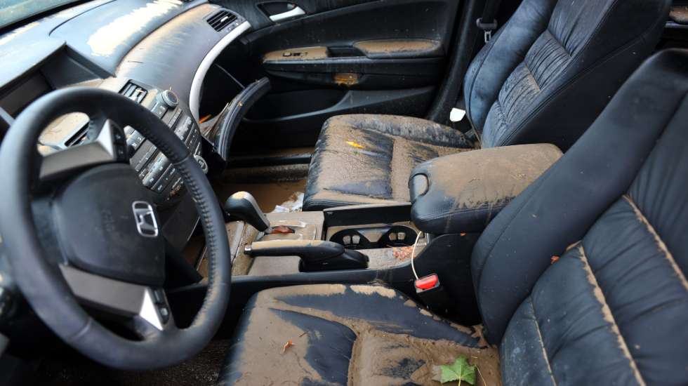 Flood damaged car