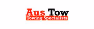 Aus Tow logo with red and black text for towing specialists