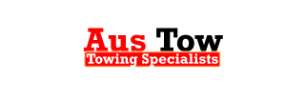 Aus Tow logo with red and black text for towing specialists