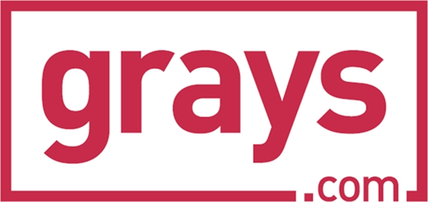 Grays.com logo in red and white rectangular design