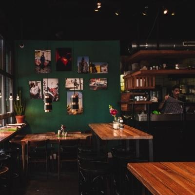 The Green interior of a restaurant