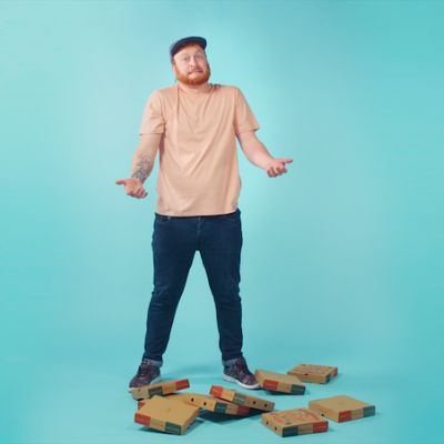 Josh dropping a load of pizza boxes