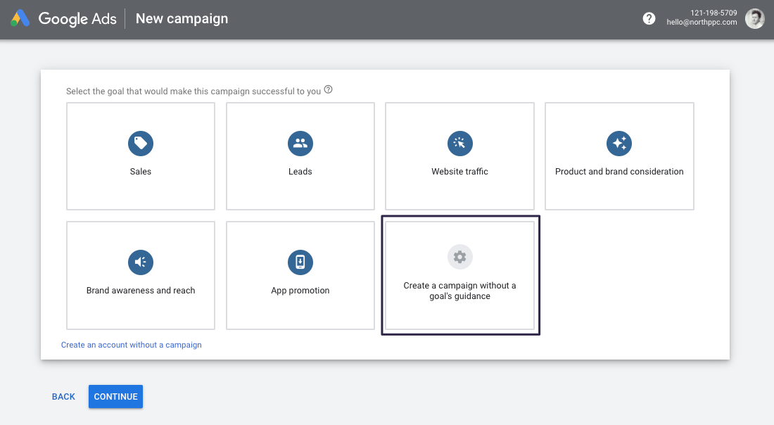 Google Ads - Create Campaign without a goal