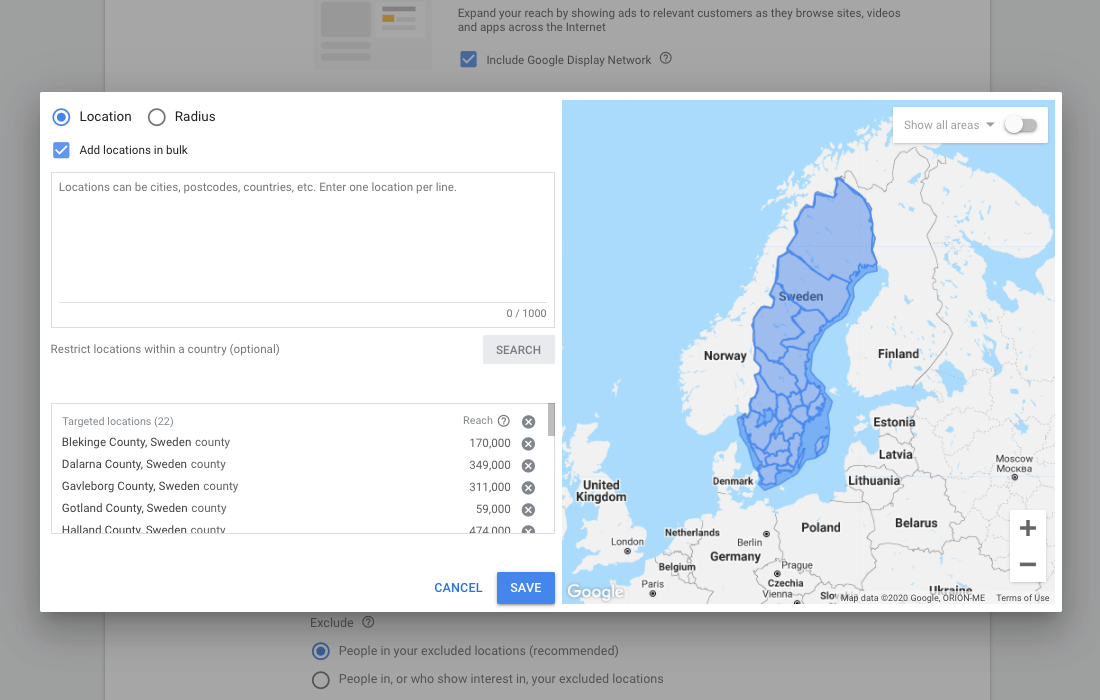 Google Ads - Location bulk import