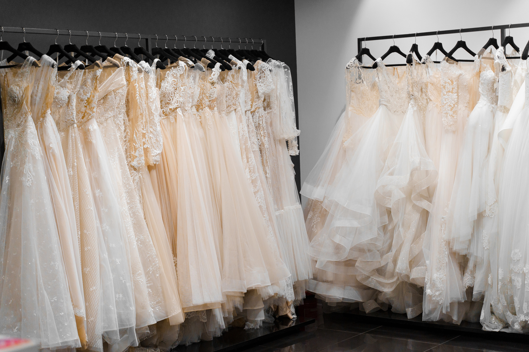 Mixing Fabrics in Sample Wedding Dresses: Lace, Tulle, Crepe & More