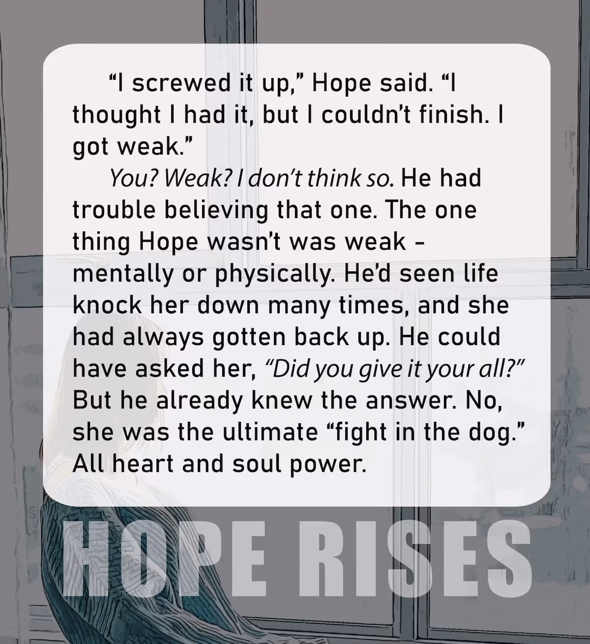 Hope Rises, Dystopian, Psychological, Thriller, Action, Fiction, Entertainment, Future, Female, Female Lead, Disabled, Amputee, Climate Change, Winnipeg, Manitoba, Canada, Kindle, Amazon, e-reader, Canadian Author