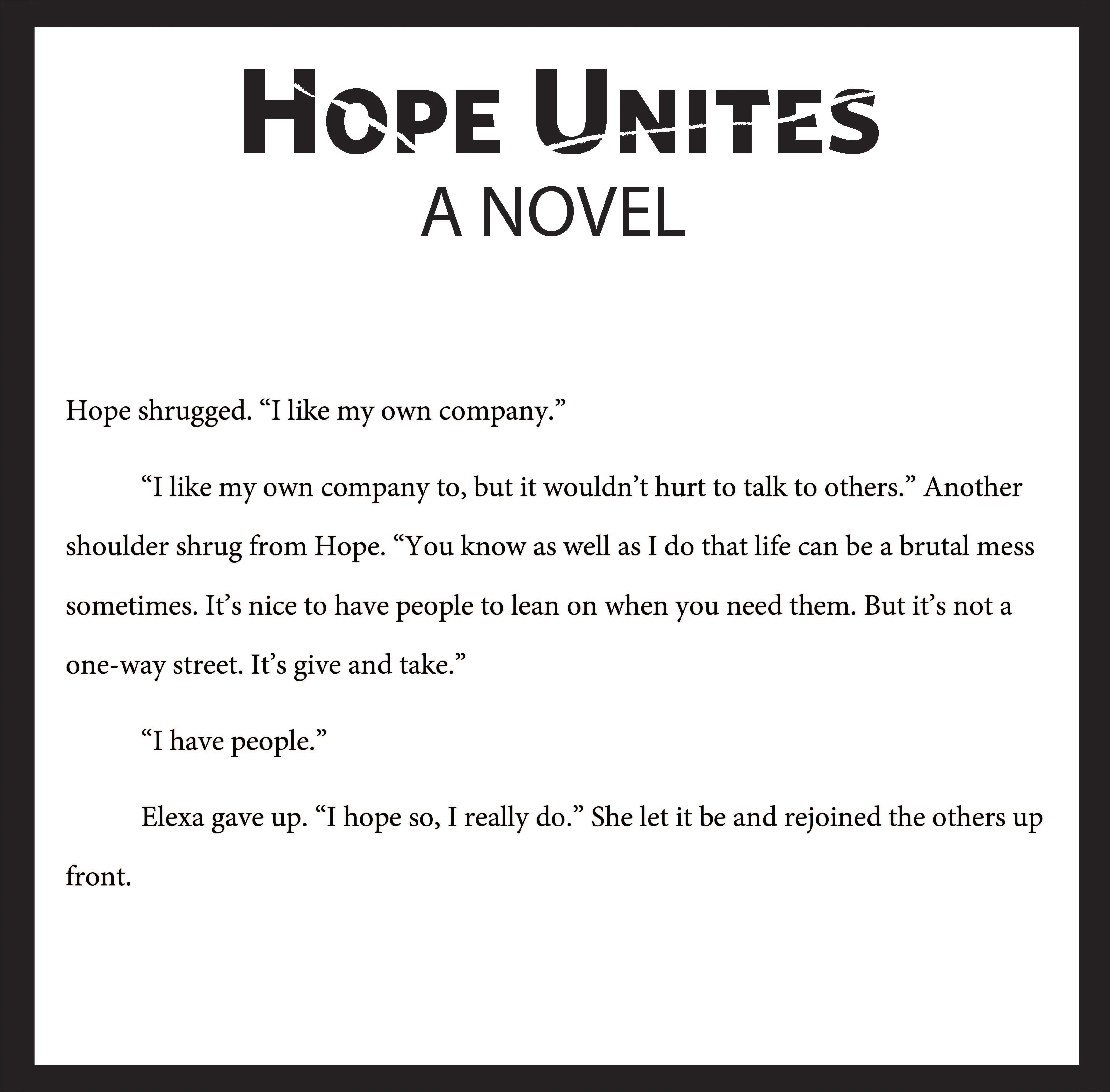 Hope Unites, Dystopian, Psychological, Thriller, Action, Fiction, Entertainment, Future, Female, Female Lead, Disabled, Amputee, Climate Change, Winnipeg, Manitoba, Canada, Kindle, Amazon, e-reader, Canadian Author