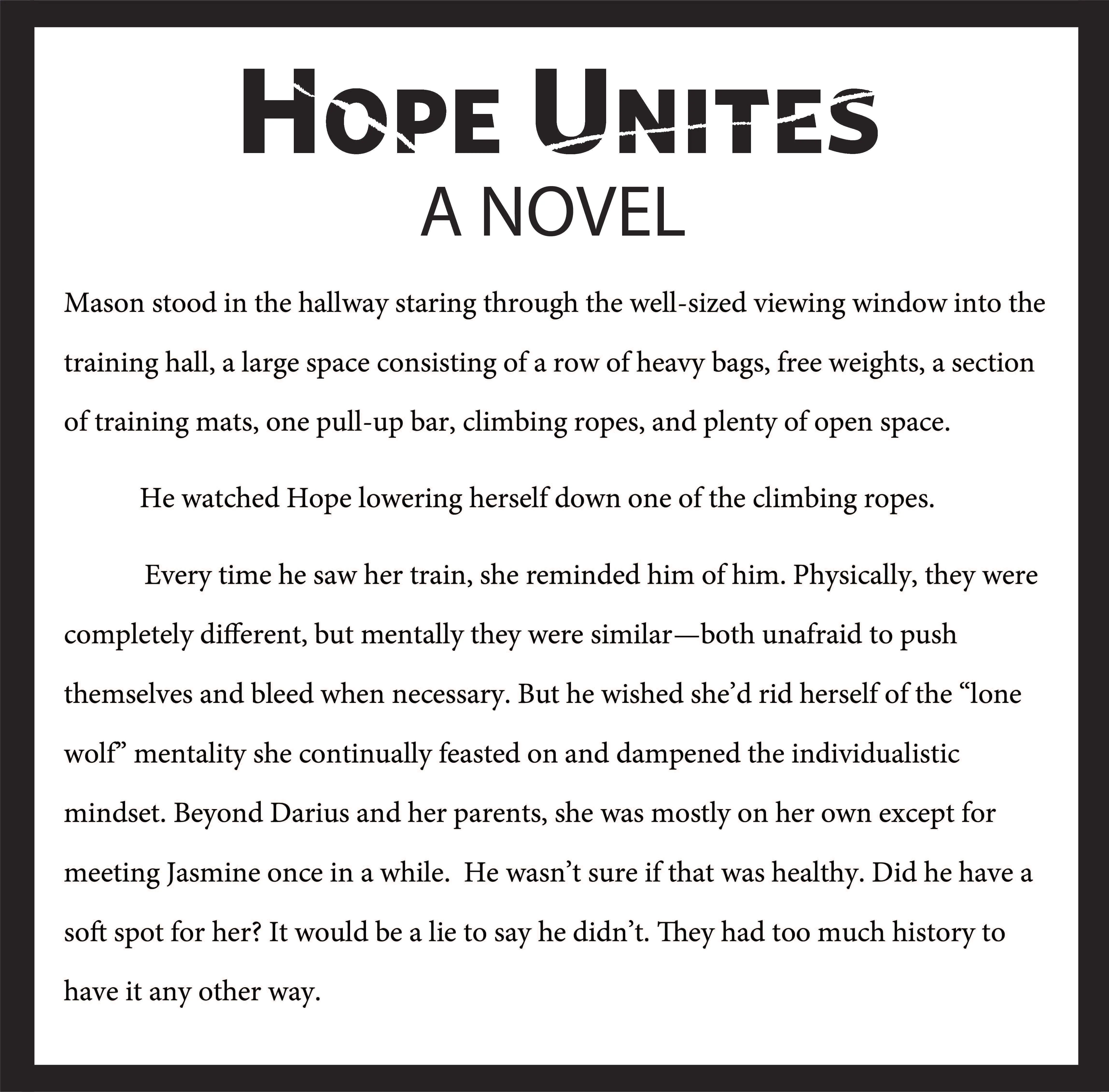 Hope Unites, Dystopian, Psychological, Thriller, Action, Fiction, Entertainment, Future, Female, Female Lead, Disabled, Amputee, Climate Change, Winnipeg, Manitoba, Canada, Kindle, Amazon, e-reader, Canadian Author
