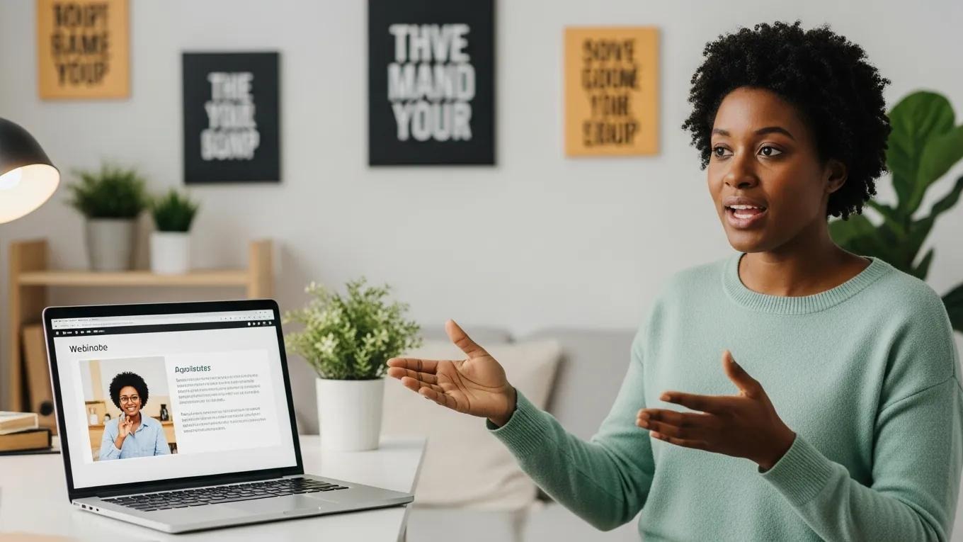 Person hosting an online webinar about mental health, showcasing engagement and connection
