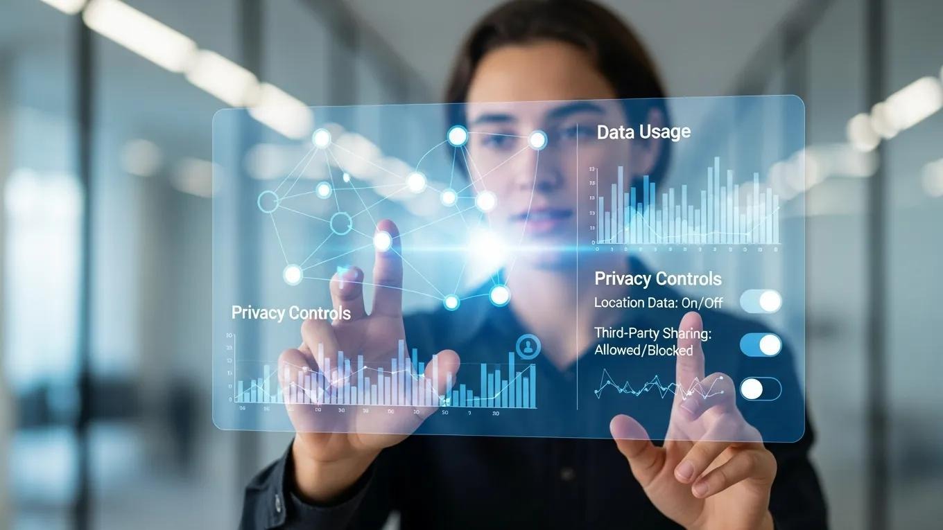 Individual interacting with a digital interface demonstrating transparency in AI data usage