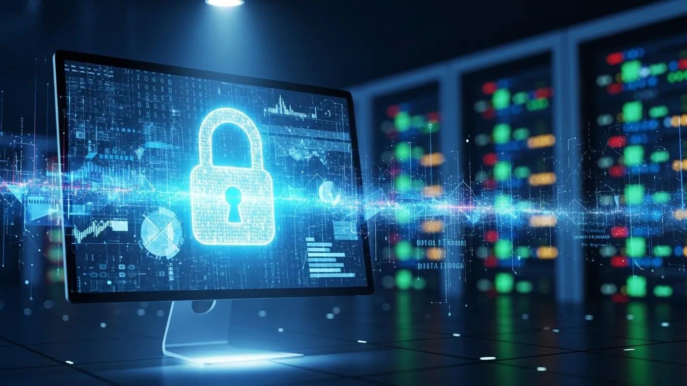 Secure digital environment illustrating data protection and encryption practices for HIPAA compliance