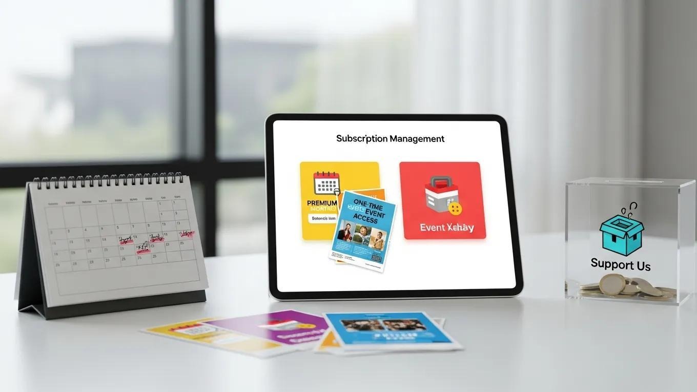 Digital device showcasing subscription management options for support groups