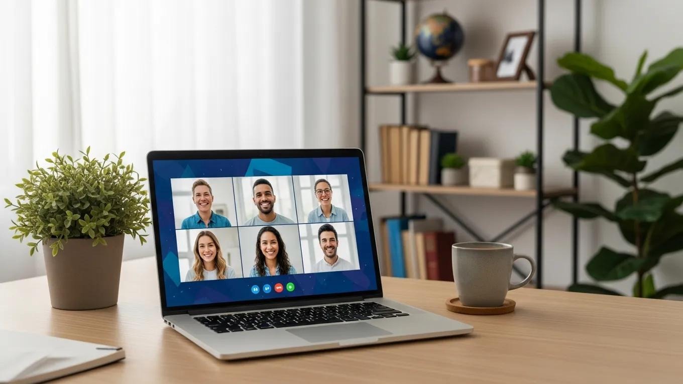 Virtual meeting setup for online anxiety support group with diverse participants