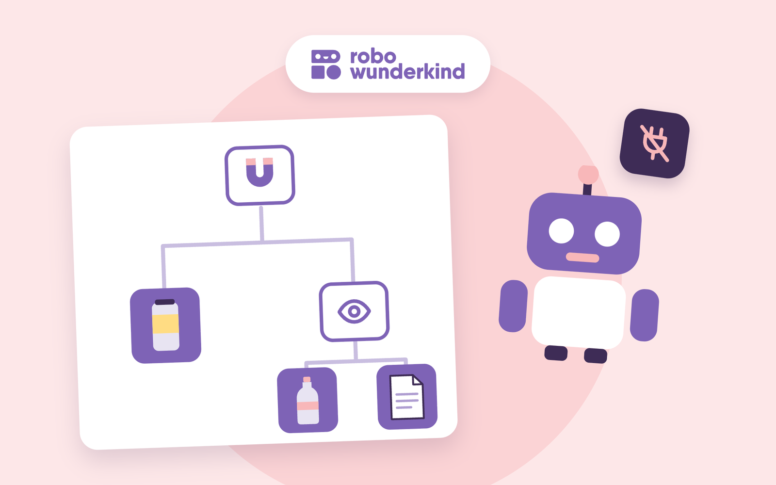 How Does AI Learn? lesson: a recycling robot next to a decision tree that sorts a can, a bottle and paper