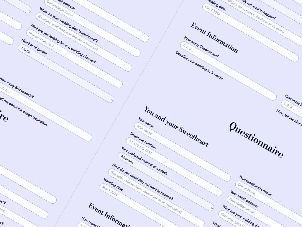 Bride & Groom Questionnaire