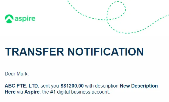 Transfer descriptions now available in transaction email notifications