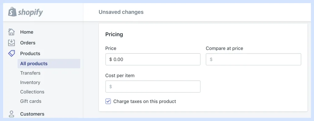 Step 3 to Set Up Your Shopify Store: Add pricing