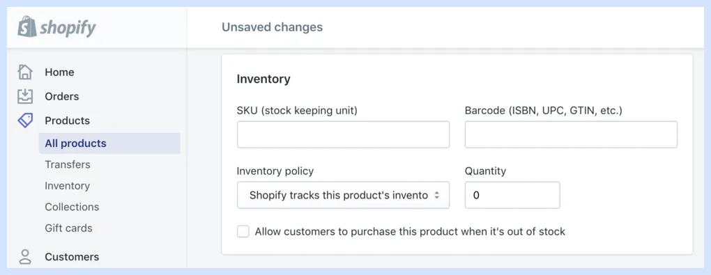 Step 4 to Set Up Your Shopify Store: : Update inventories