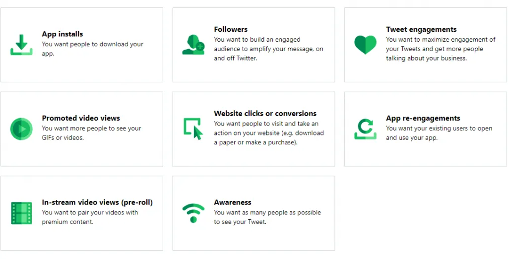 Twitter Ad's 8 Objectives